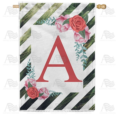 White Lattice Monogram Double Sided House Flag