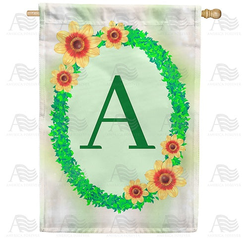 Green Ivy Monogram Double Sided House Flag