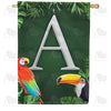 Tropical Birds Monogram Double Sided House Flag