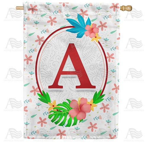 Periwinkle Petals Monogram Double Sided House Flag