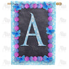 Blue And Purple Hydrangea Monogram Double Sided House Flag