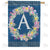 Floral Wreath Monogram Letter Monogram Double Sided House Flag