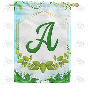 Rose Greenery Monogram Double Sided House Flag