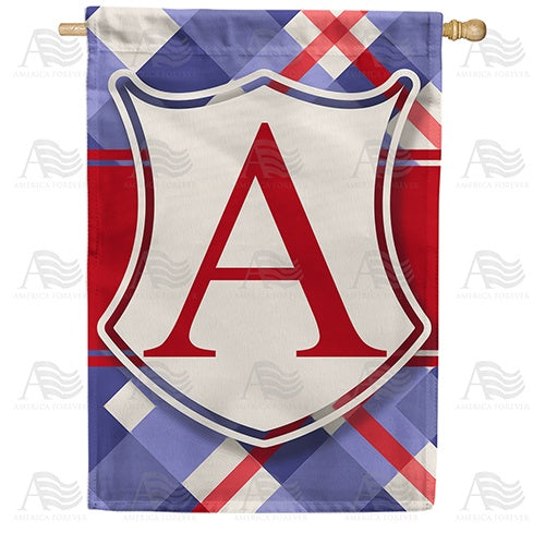 Patriotic Shield Monogram Double Sided House Flag