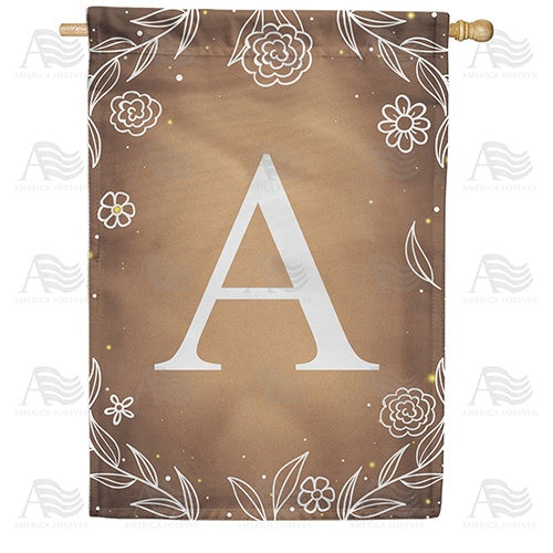 Bronze Floral Monogram Double Sided House Flag