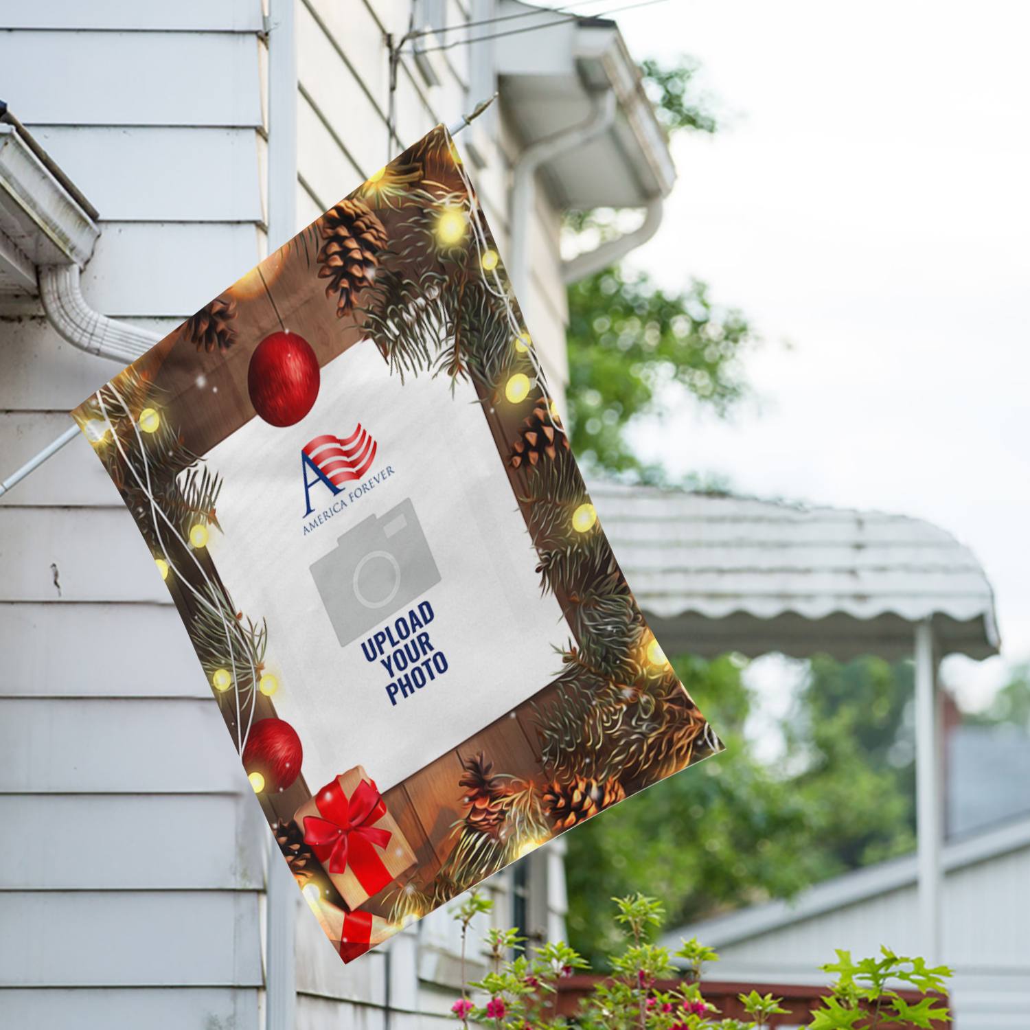 Personalized Wood Panel Lights House Flag