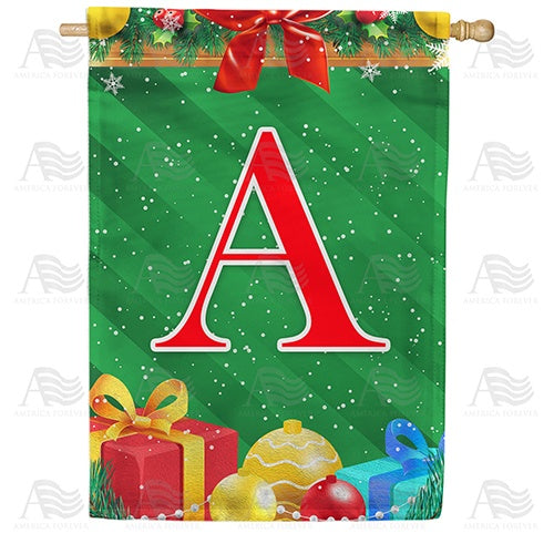 Merry Christmas Monogram Double Sided House Flag