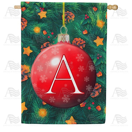 Christmas Ball Monogram Double Sided House Flag