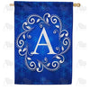 Royal Blue Winter Monogram Double Sided House Flag