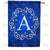 Royal Blue Winter Monogram Double Sided House Flag