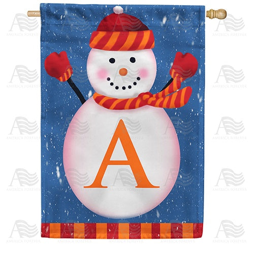 Snowman Monogram Double Sided House Flag