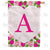 Pink Roses Monogram Double Sided House Flag