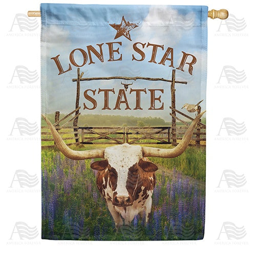 Texas Longhorn Double Sided House Flag