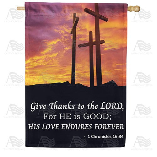 America Forever Give Thanks To The Lord Double Sided House Flag