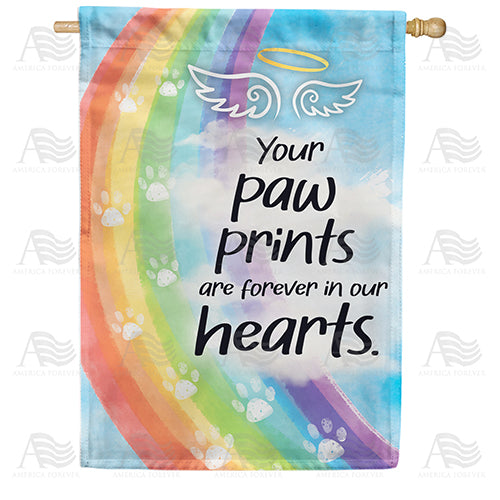 Pawprints Forever in our Hearts Double Sided House Flag