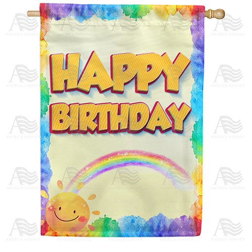 Sunny Birthday Greeting Double Sided House Flag