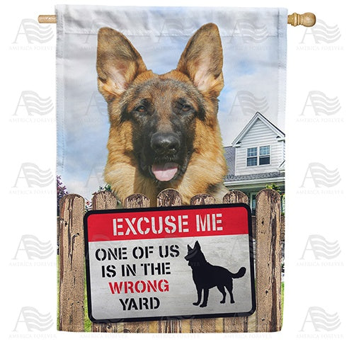 Dog On Yard Patrol Double Sided House Flag