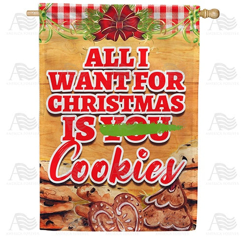 Wishing For Christmas Cookies Double Sided House Flag