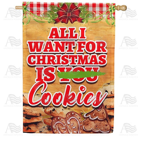 Wishing For Christmas Cookies Double Sided House Flag