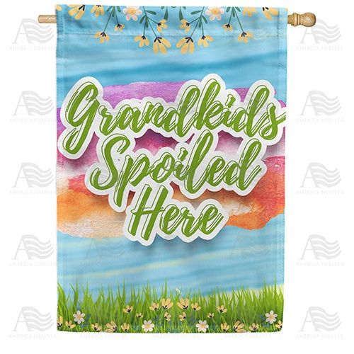 Grandkids Spoiled Here Floral Double Sided House Flag