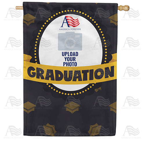 Personalized Black & Gold Graduation Message House Flag