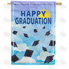 Graduation Cap Toss Double Sided House Flag