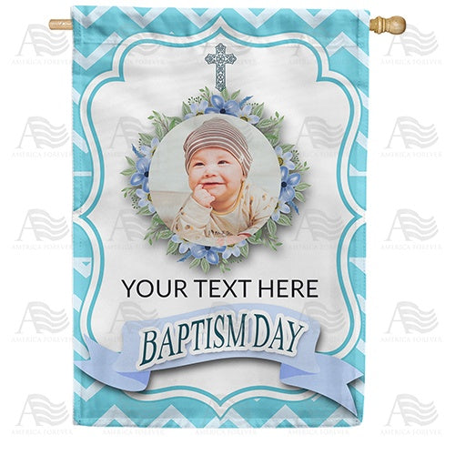 Personalized Baptism Day Photo House Flag