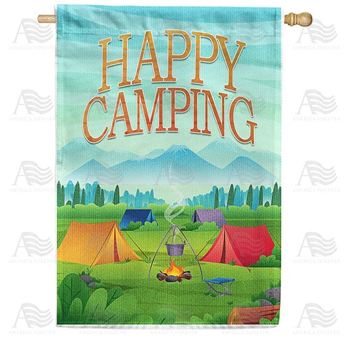Happy Camping Double Sided House Flag