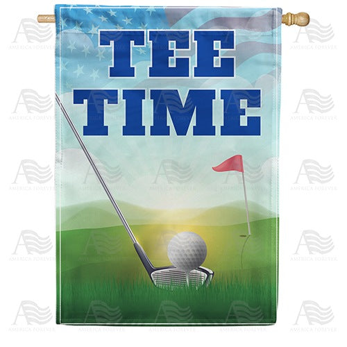 Wake Up To Tee Time Double Sided House Flag