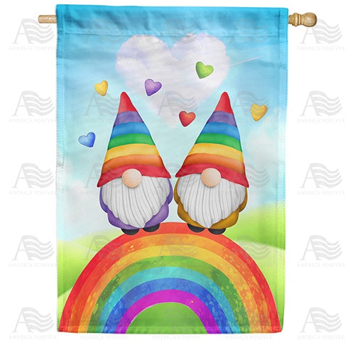 Rainbow Gnomes Double Sided House Flag