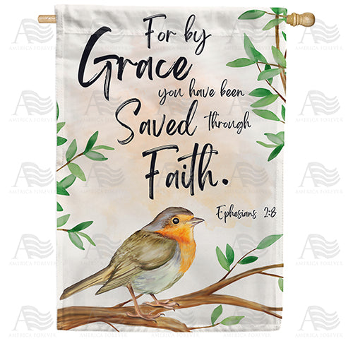 Saved By Faith Double Sided House Flag
