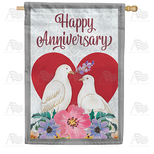 Anniversary Doves Double Sided House Flag