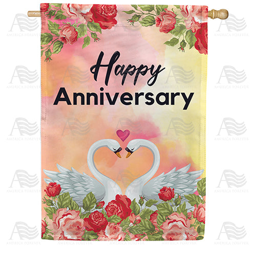 Anniversary Swans Double Sided House Flag