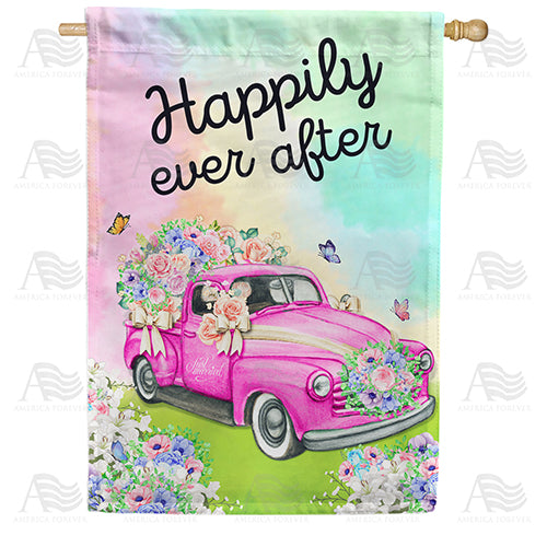 Happily Ever After Floral Double Sided House Flag