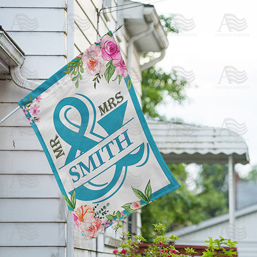 Personalized Mr & Mrs- Cornflower Blue House Flag