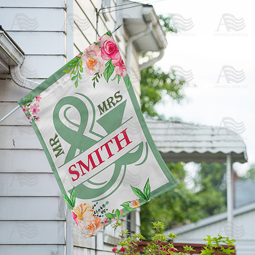 Personalized Mr & Mrs- Sage Green House Flag