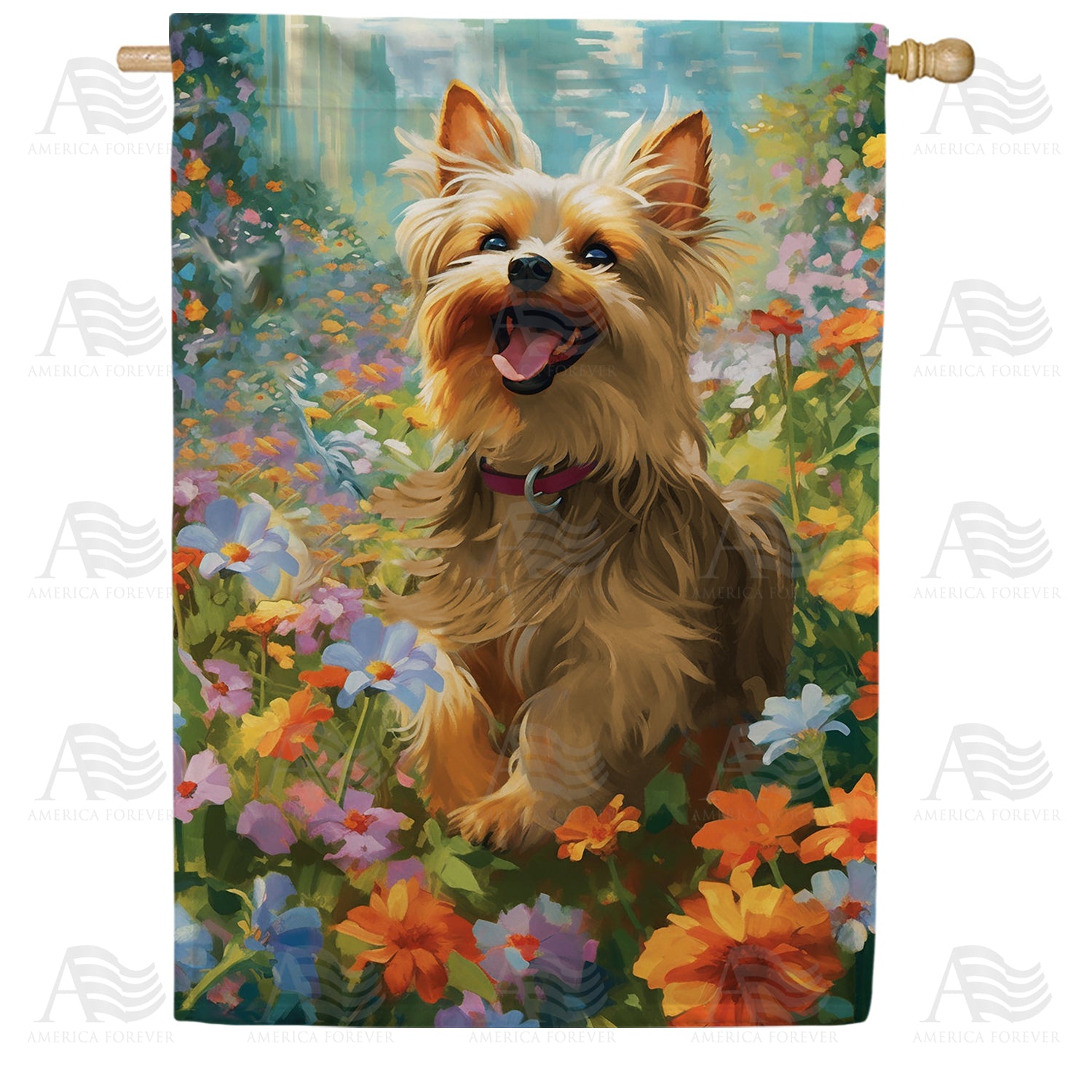 Happy Terrier Double Sided House Flag
