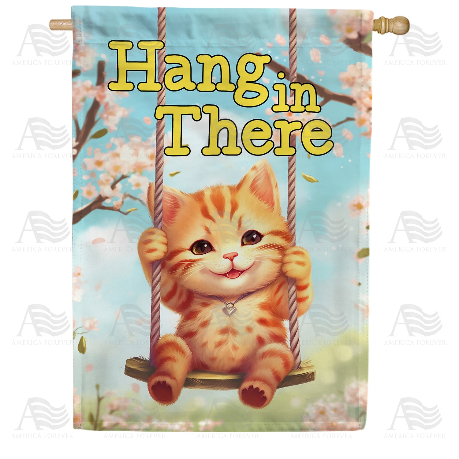 Hang In There Kitty Double Sided House Flag