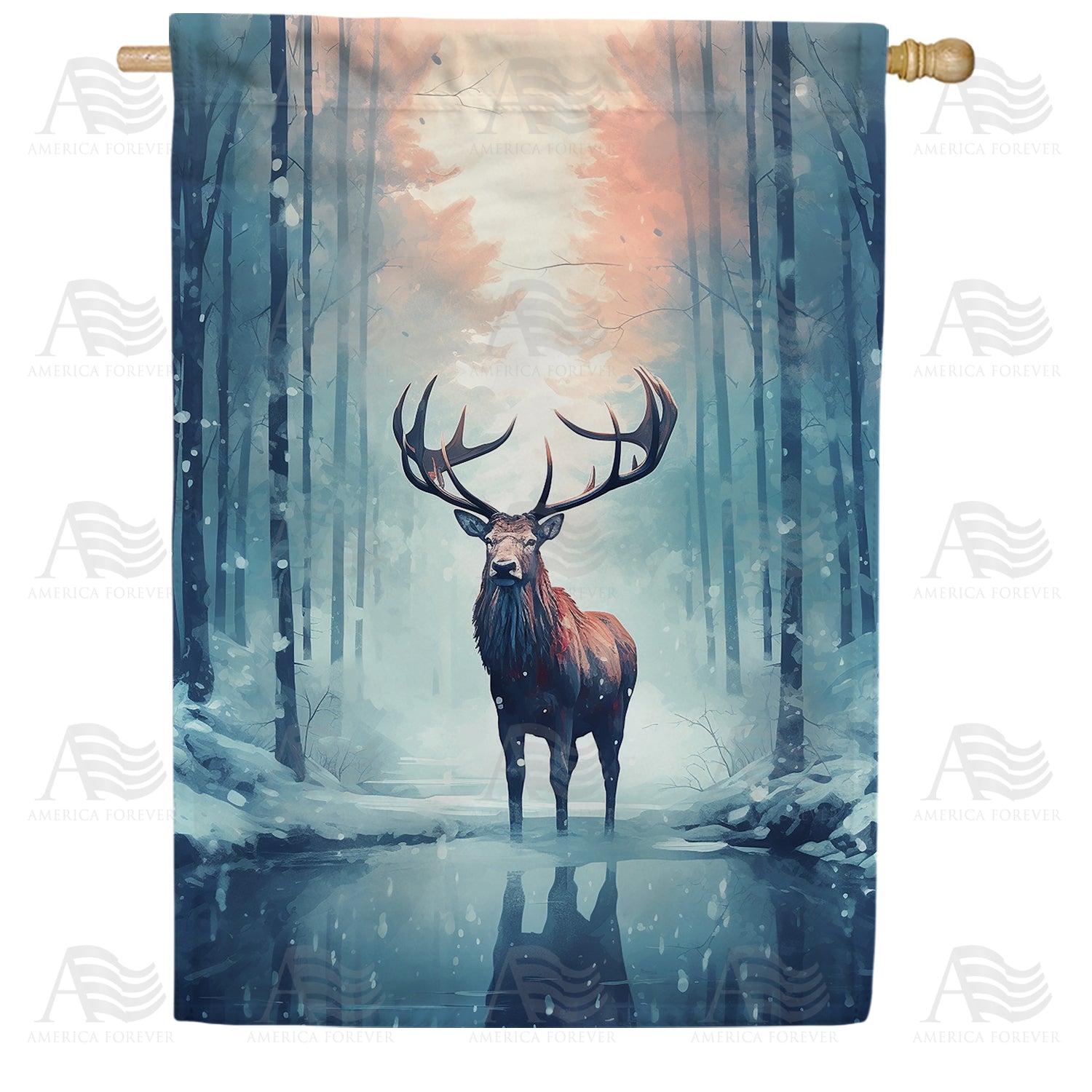 Winter Elk Double Sided House Flag