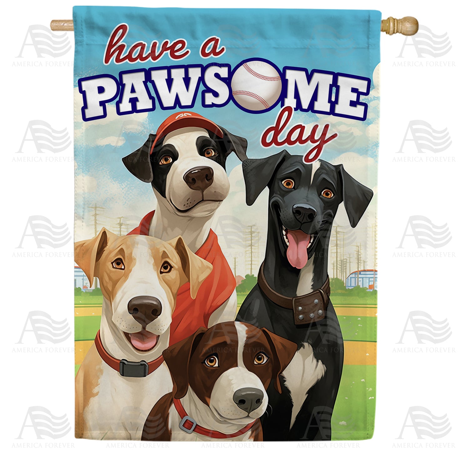 Fun Loving Pups Double Sided House Flag