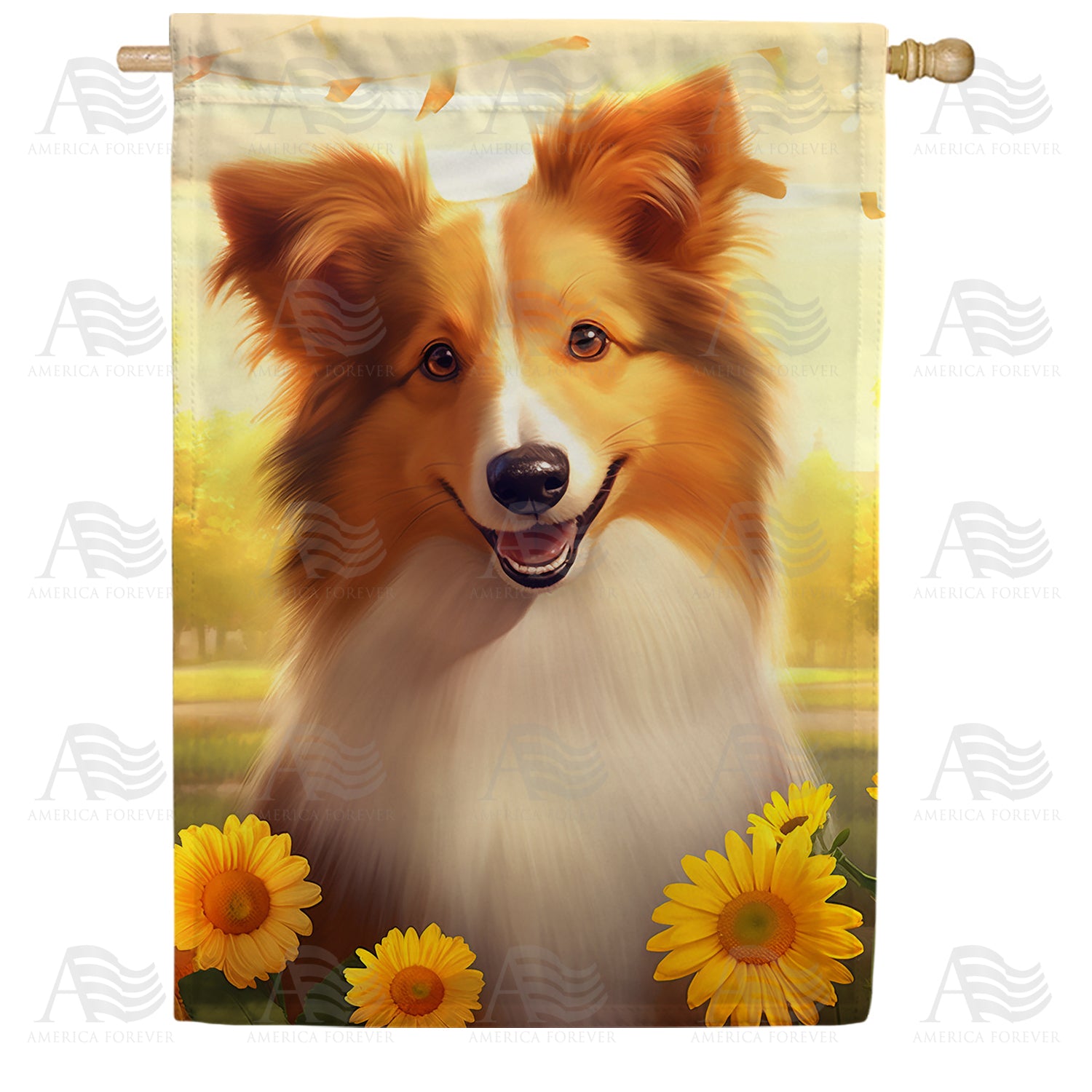 Sweet Collie Double Sided House Flag