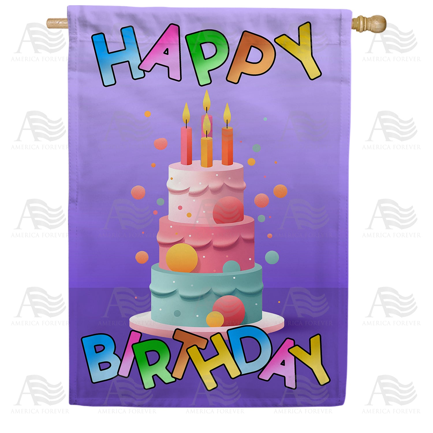 Three Tier Birthday Cake Double Sided House Flag