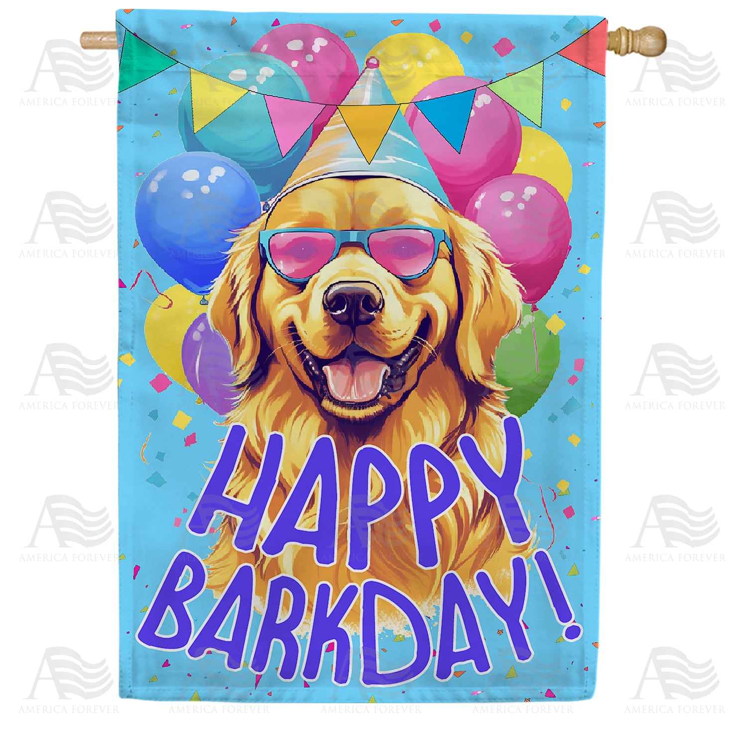 Birthday Dog Double Sided House Flag