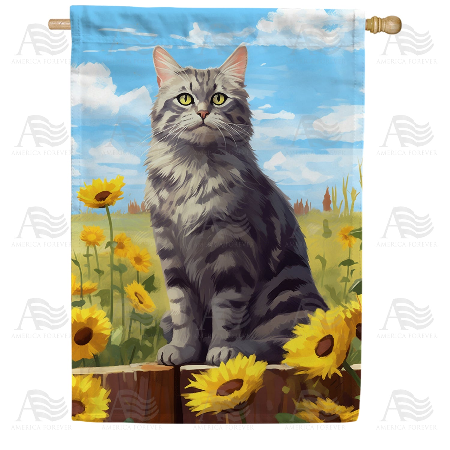 Country Cat Double Sided House Flag