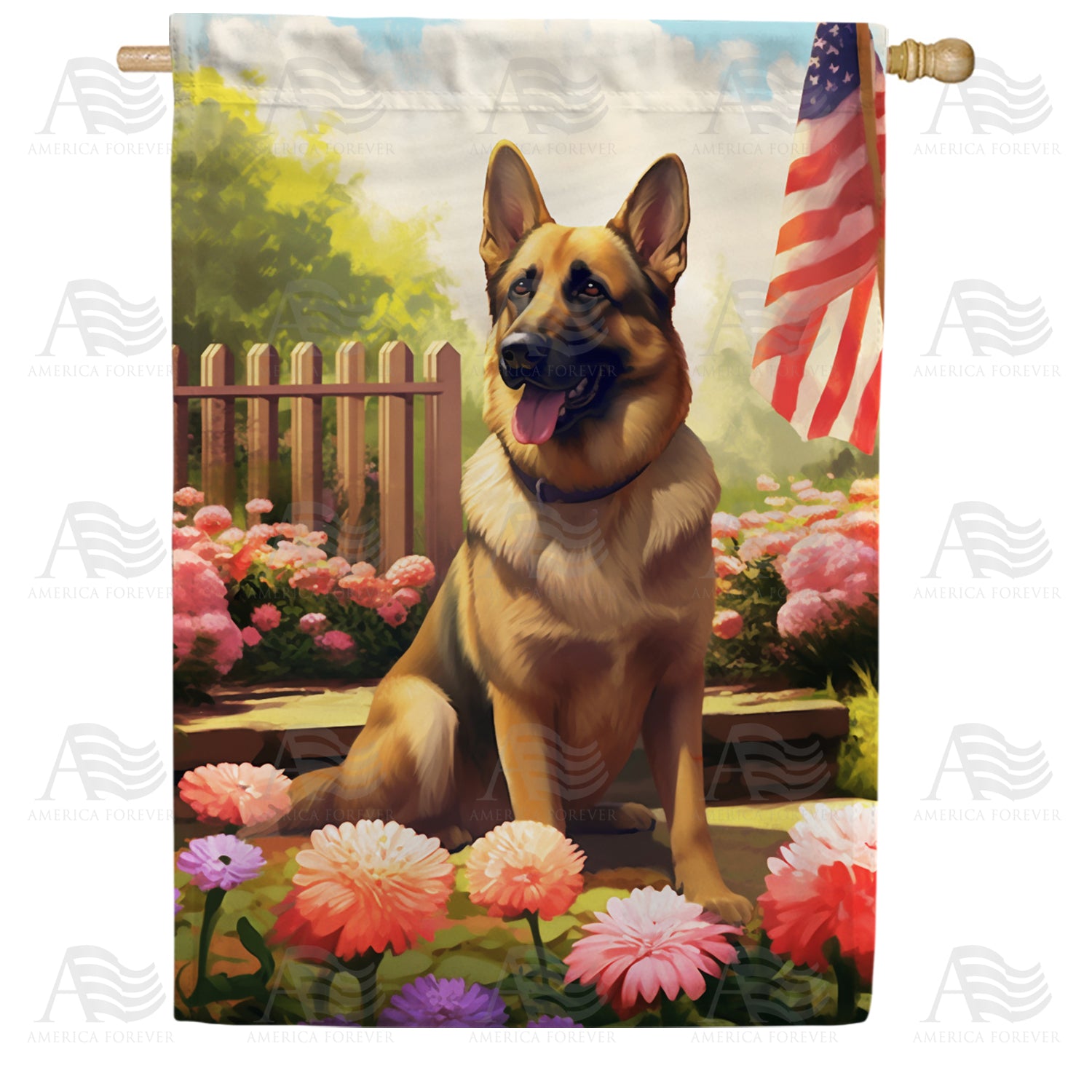 German Shepherd Double Sided House Flag
