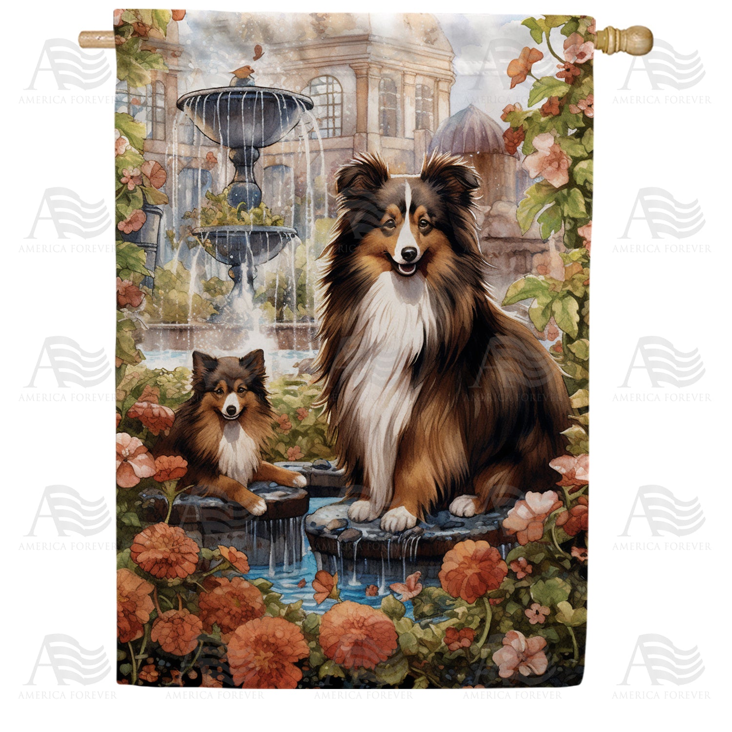 Collies Double Sided House Flag