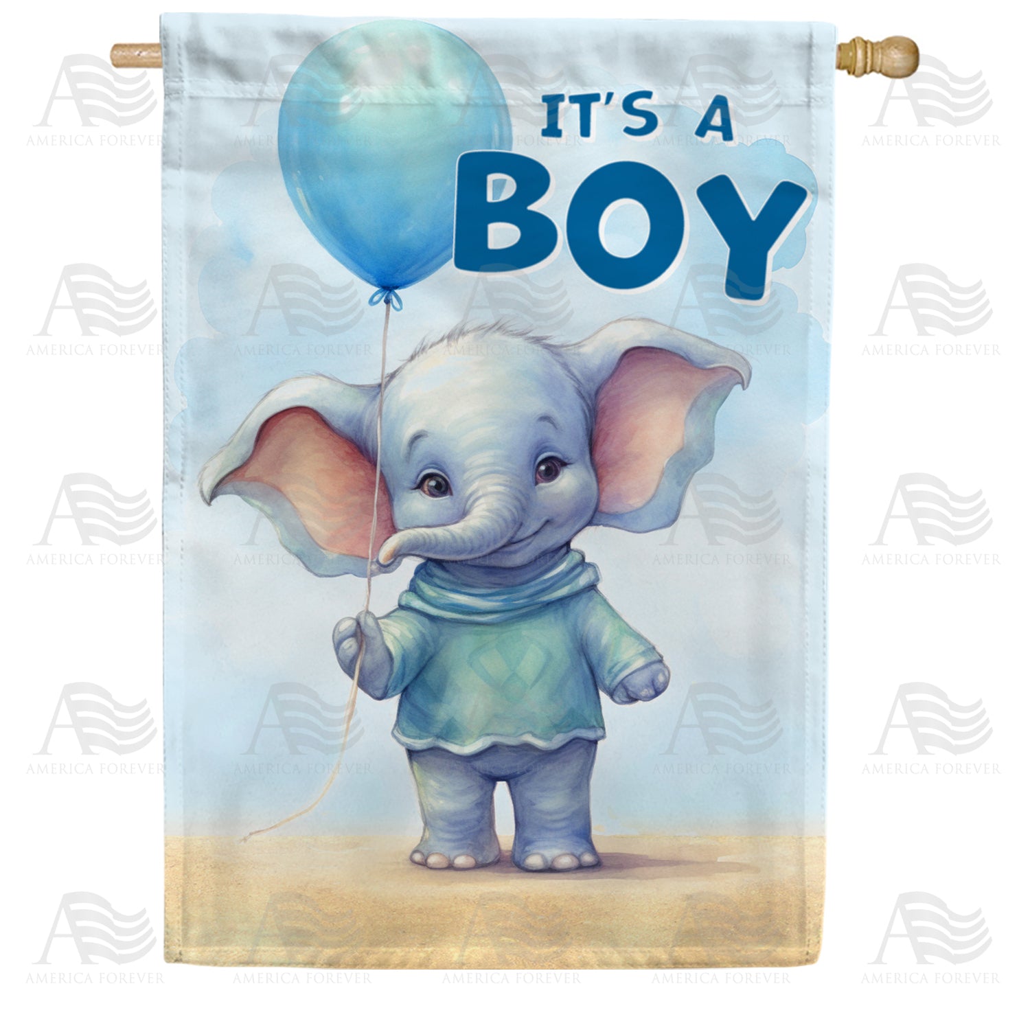 Baby Boy Elephant Double Sided House Flag