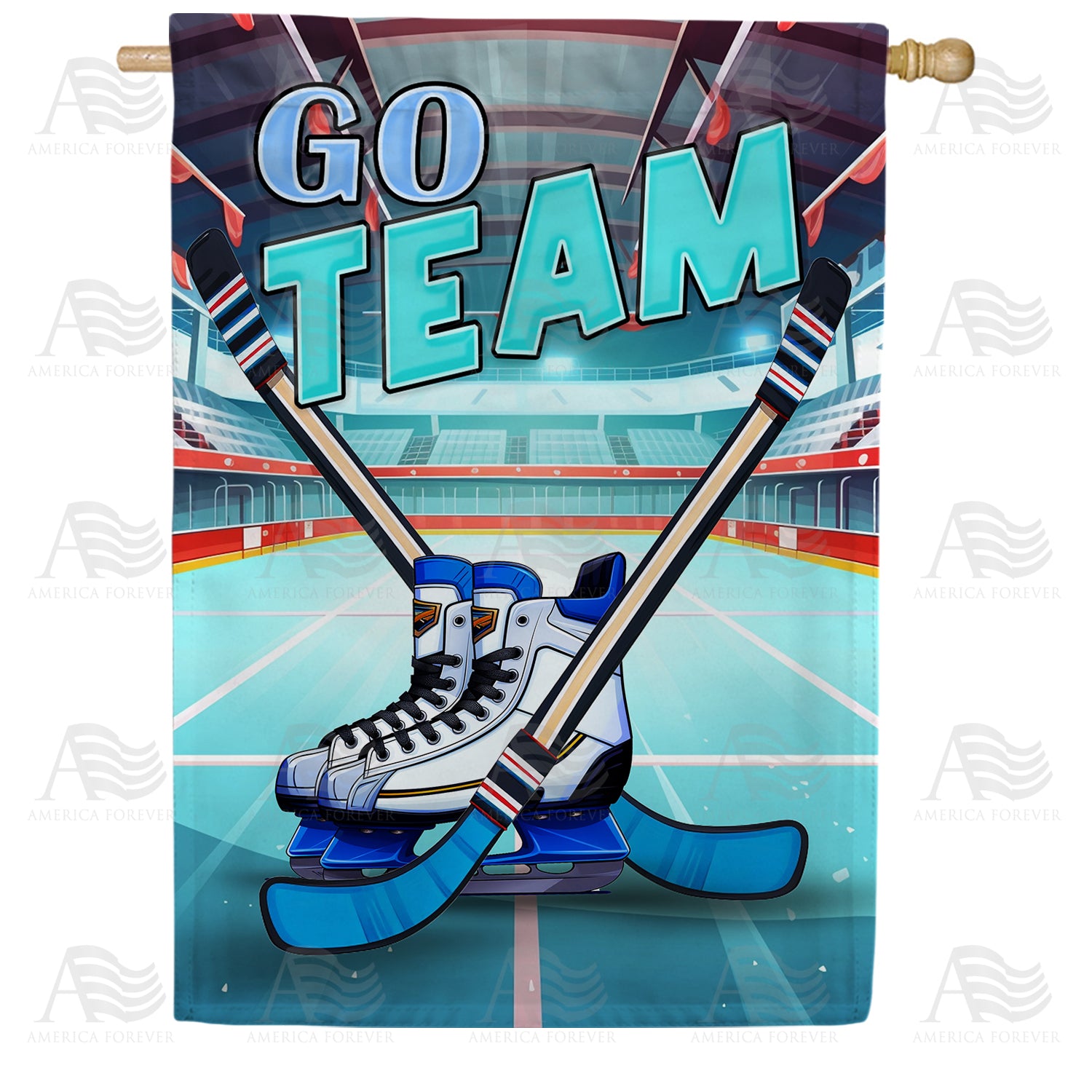 Ice Hockey Face Off Double Sided House Flag