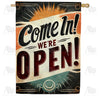 Retro Come In We're Open Sign Double Sided House Flag