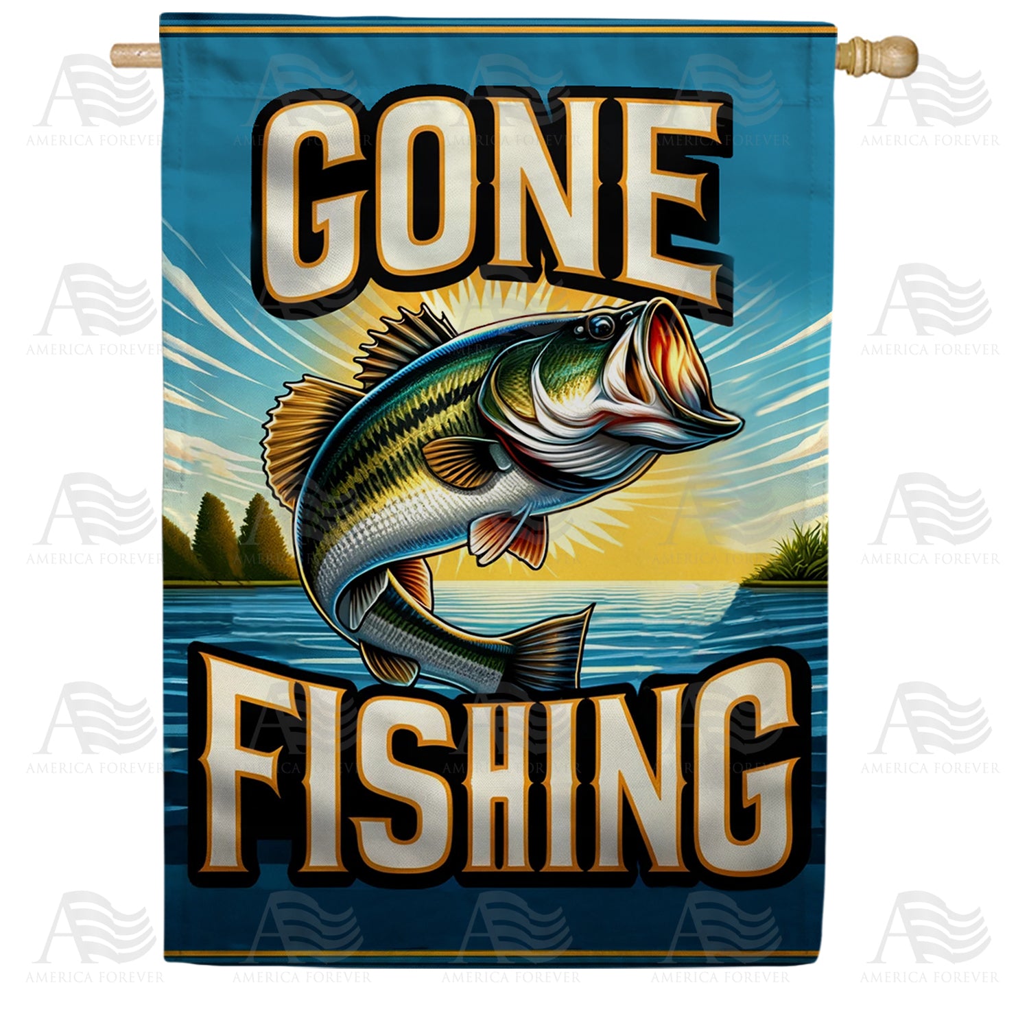 America Forever Sunset Bass Fishing Double Sided House Flag: Flagsrus. 